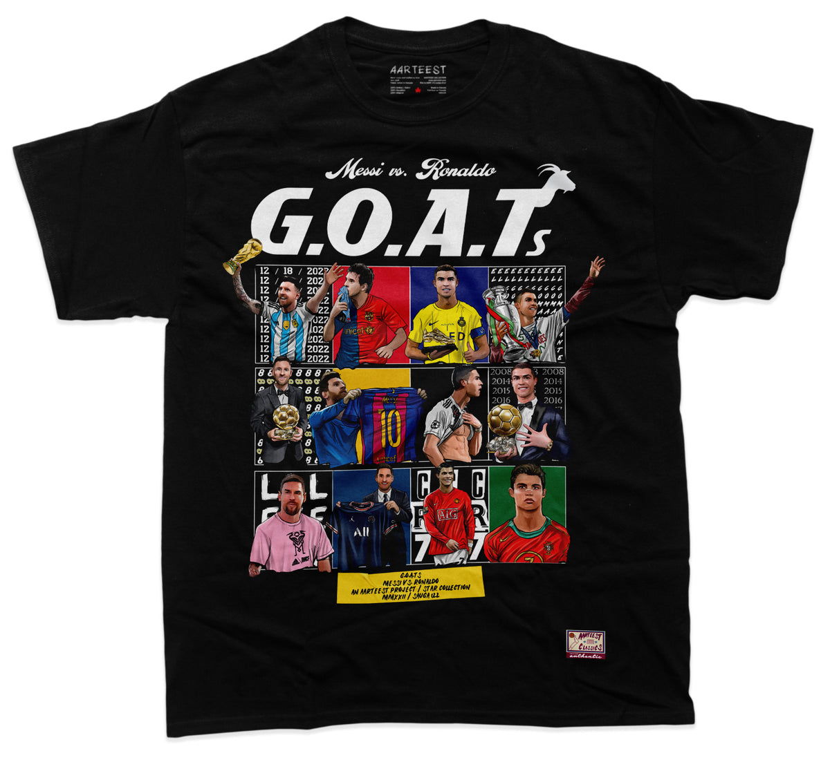 Messi vs Ronaldo CR7 GOAT Football Moments T-Shirt