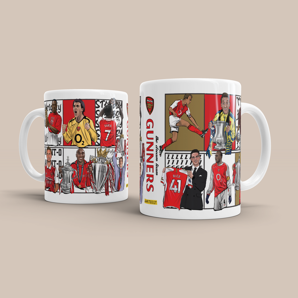 Arsenal Dream Team Legends 3D Doodle Art - 11oz Mug