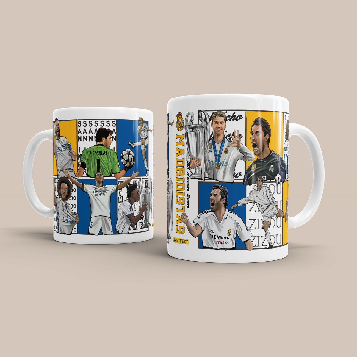 Real Madrid FC Dream Team Legends 3D Doodle Art - 11oz Mug